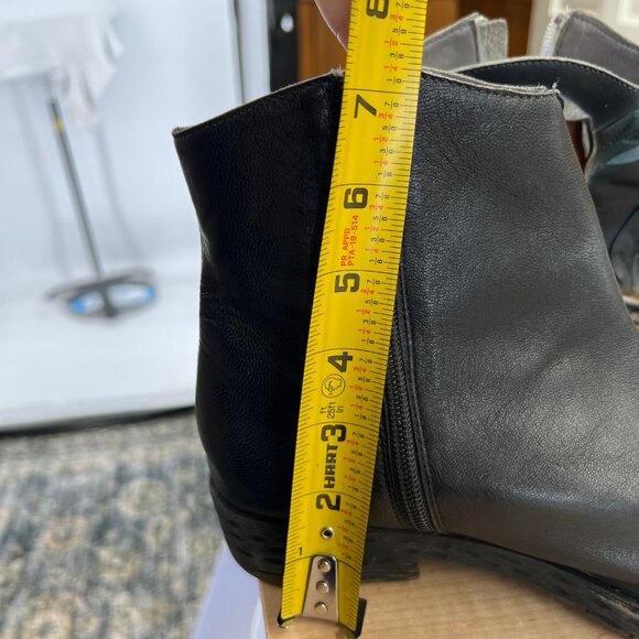 Socofy Floral Dimensional Black Leather Ankle Boots Size 41 - Picture 16 of 16